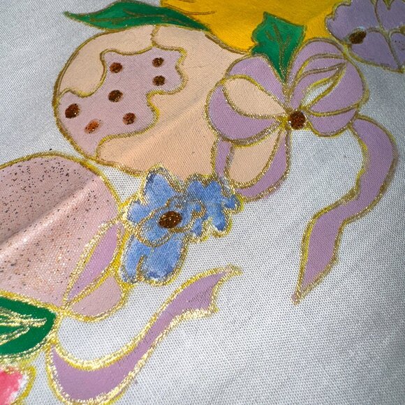OOAK Hand Painted Easter Cotton Doilies Table Centres Decor Spring Chicks Eggs - Picture 4 of 8